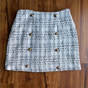 Cupshe Tweed Mini Skirt with Gold Buttons
